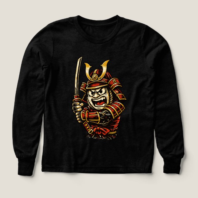 Japanischer Samurai-Krieger Rote Rüstung Cartoon-K (Design Vorderseite)