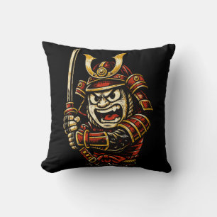 Japanischer Samurai-Krieger Rote Rüstung Cartoon-K Kissen