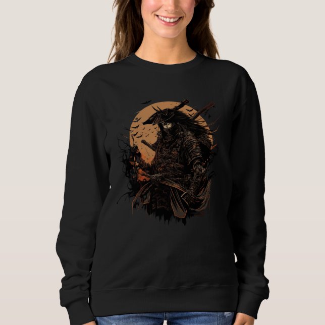 Japanischer Samurai-Krieger Schwertkämpfer Vintage Sweatshirt (Vorderseite)