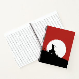 Japanischer Samurai-Krieger Silhouette Sonne Spira Notizbuch