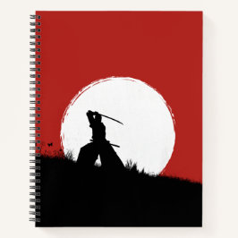 Japanischer Samurai-Krieger Silhouette Sonne Spira Notizbuch