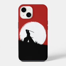 Japanischer Samurai-Krieger Silhouette Sonnen-Hand iPhone 14 Hülle