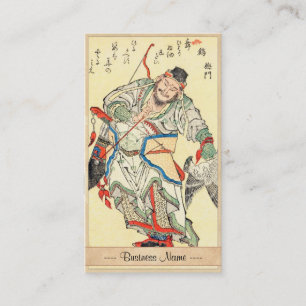 Japanischer Samurai-Krieger Skizze Tattoo Hokusai Visitenkarte