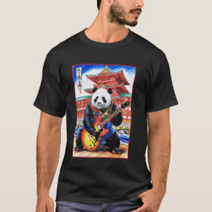 Japanischer Samurai-Panda spielt elektrische Gitar T-Shirt