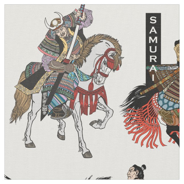 Japanischer Samurai-Pferdestoff Stoff (Nahaufnahme)