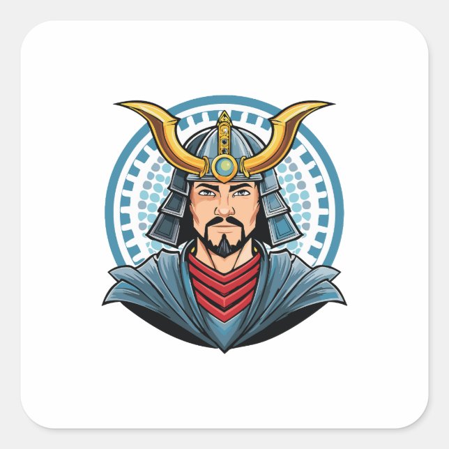 Japanischer Samurai Quadratischer Aufkleber (Vorderseite)