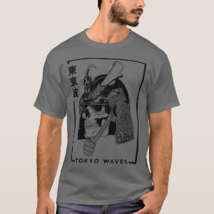 Japanischer Samurai-Schädel gezeichnet minimalisti T-Shirt