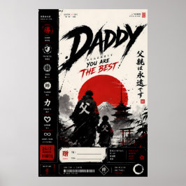 Japanischer Samurai-Vater Anime-Wandposter Poster