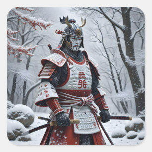 Japanischer Samurai-Viereck-Aufkleber Quadratischer Aufkleber