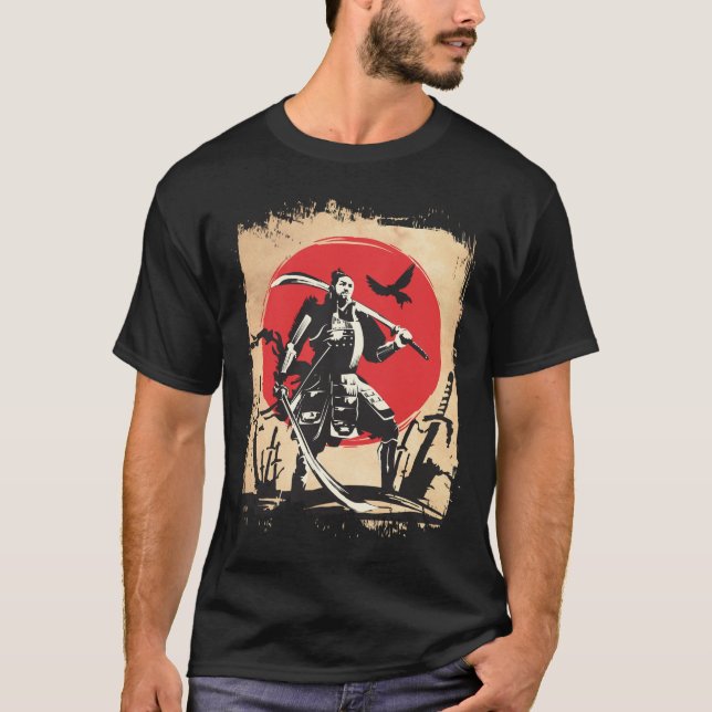 Japanischer Samurai Warrior Japan Schwertmeister H T-Shirt (Vorderseite)
