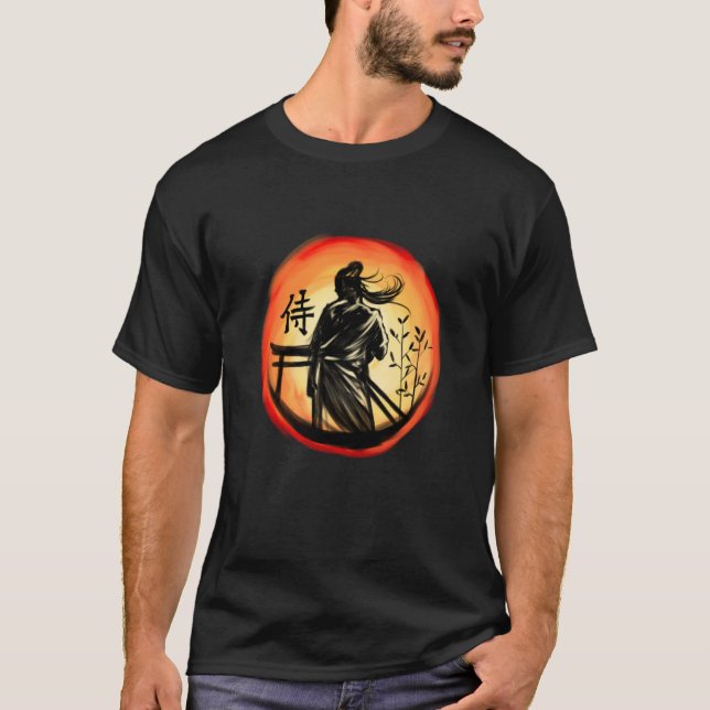 Japanischer Samurai Warrior Lone Bushido Warrior T-Shirt (Vorderseite)
