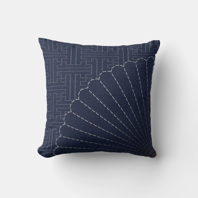 Japanischer sashiko Fan Kissen (Vorderseite)