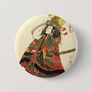 Japanischer Schauspieler als Samurai-Militärführ Button