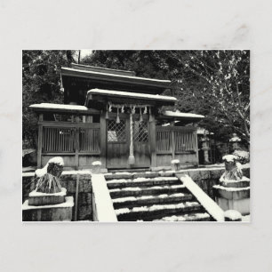 Japanischer Schrein im Schnee Postkarte
