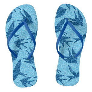 Japanischer Schwalber im Flug, in Kobalt und in Bl Flip Flops