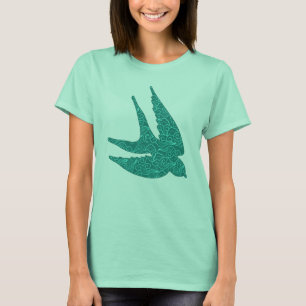 Japanischer Schwung im Flug, Türkis und Aqua T-Shirt