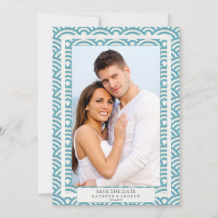 Japanischer Seigaiha Wedding Save the Date Flat Fo Einladung