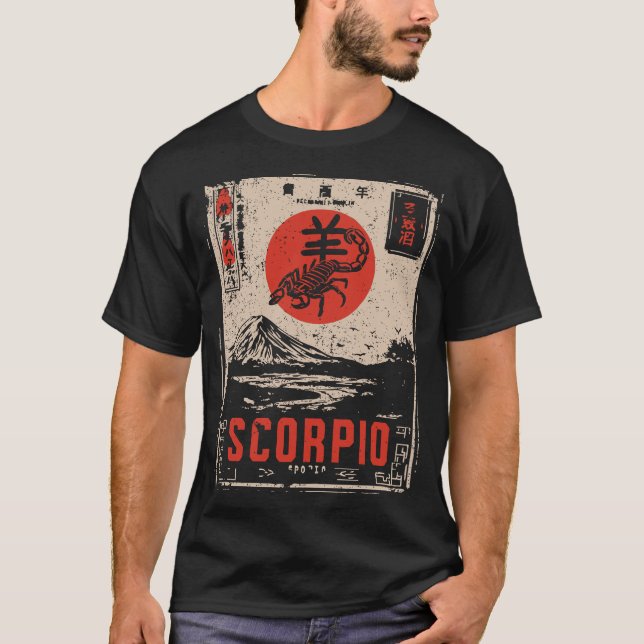 Japanischer Skorpio Zodiac | Red Sun Scorpion T-Shirt (Vorderseite)