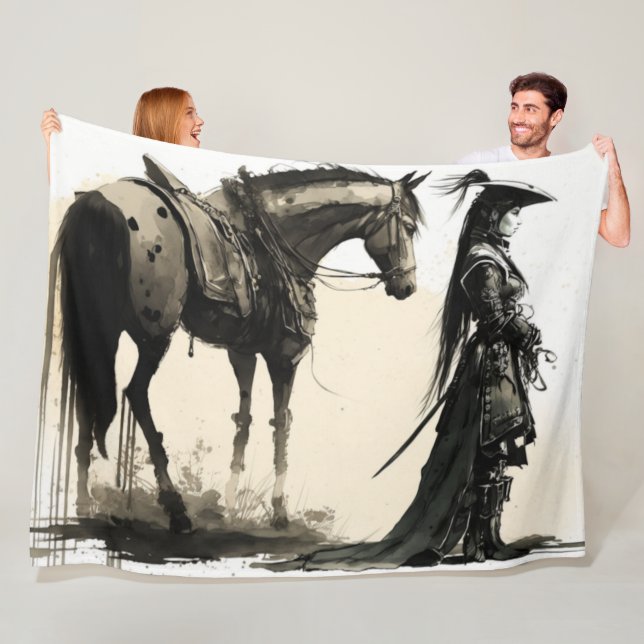 Japanischer Soldat mit Pferd Fleecedecke (Beispiel)