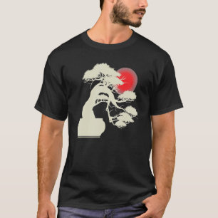 Japanischer Sonnenuntergang Japan Zen Bonsai-Baum T-Shirt