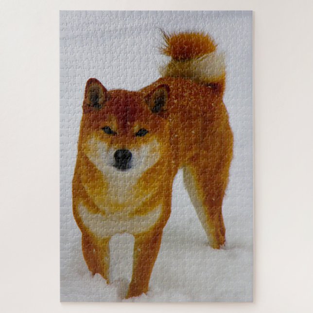 Japanischer Spitz Hund. Puzzle (Vertikal)