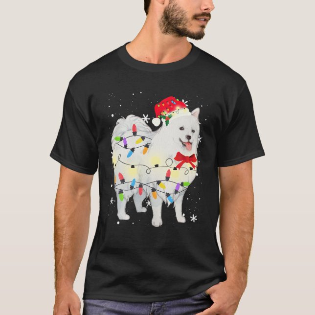 Japanischer Spitz Hund Weihnachten Weihnachten Wei T-Shirt (Vorderseite)