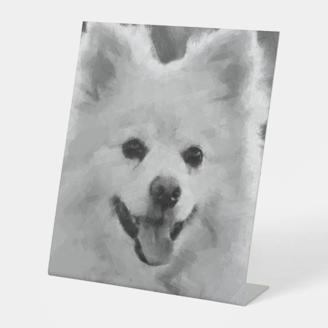 Japanischer Spitz Sockelschild (Vorderseite)