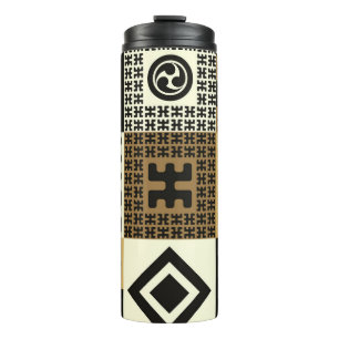 Japanischer Stil, schwarze goldene nahtlose Muster Thermosbecher