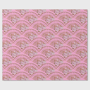 Japanischer Stil Spaß und Rosen pink Geschenkpapier