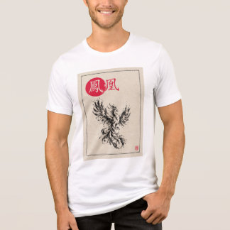 Japanischer Sumi-e-Phönix – Traditionelle Tuschkun Tri-Blend Shirt