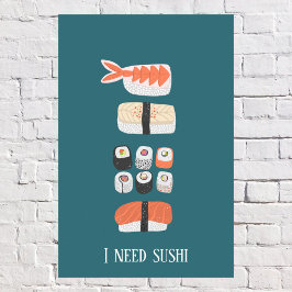 Japanischer Sushi-benutzerdefinierter Text Poster