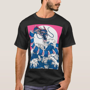 Japanischer Sushi Dragon Maki Great Wave Off Kanag T-Shirt