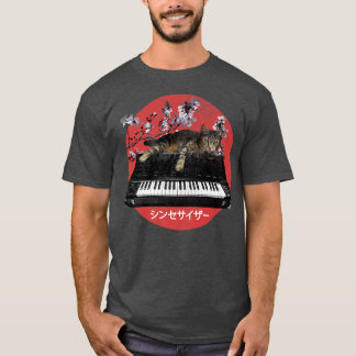 Japanischer Synthesizer Cat Cherry Blossom T-Shirt