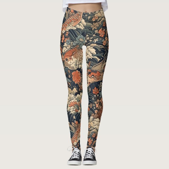 Japanischer Tattoo Art Sea Monster Leggings (Vorderseite)