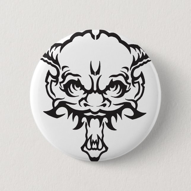 Japanischer Tattoo Oni Demon Button (Vorderseite)