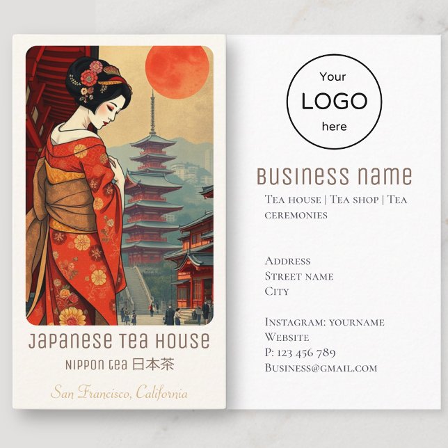 Japanischer Teehaus-Restaurant Business Card Visitenkarte (Von Creator hochgeladen)