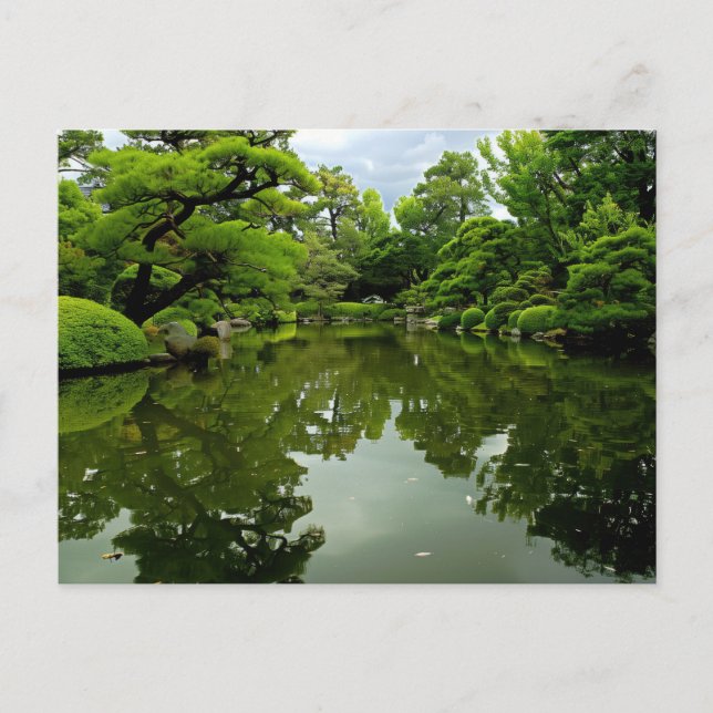 Japanischer Teich im Frühsommer Postkarte (Vorderseite)