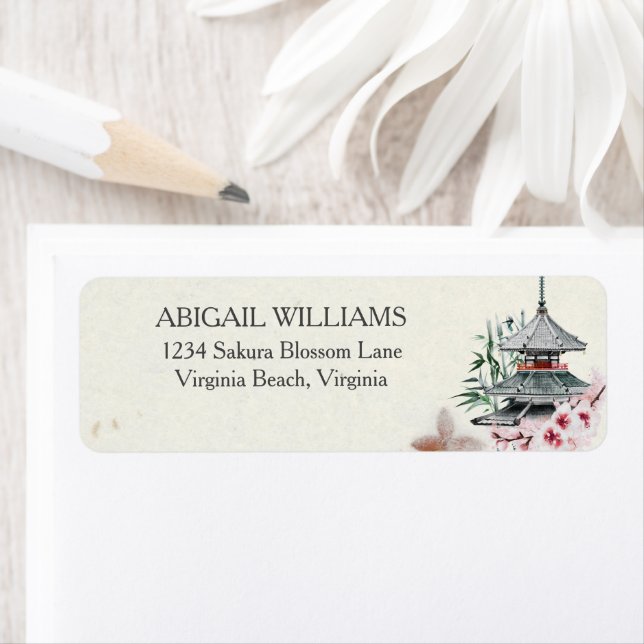 Japanischer Tempel, Bamboo, Kirschblütenanschrift (Insitu)