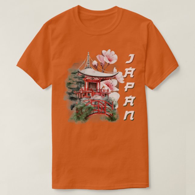 Japanischer Tempel Cherry Blossom Japan T-Shirt (Design vorne)