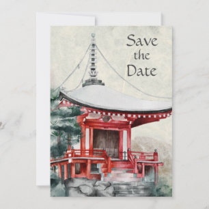 Japanischer Tempel und Bamboo Schöne Hochzeit Save The Date