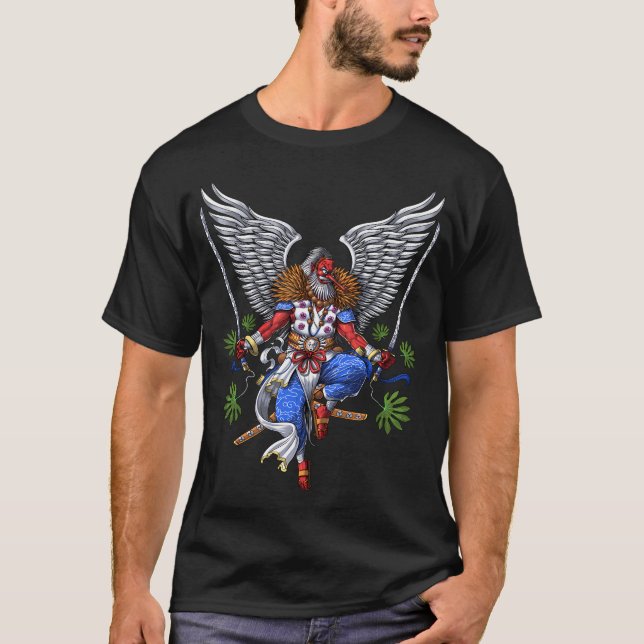 Japanischer Tengu-Samurai T-Shirt (Vorderseite)