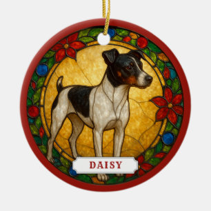 Japanischer Terrier Hund Keramik Kreis Ornament
