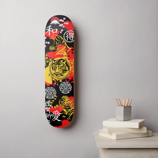 Japanischer Tiger asiatische gemischte Medienkultu Skateboard (Wandkunst)