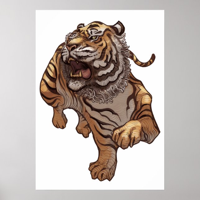 Japanischer Tiger brüllt Poster (Vorne)