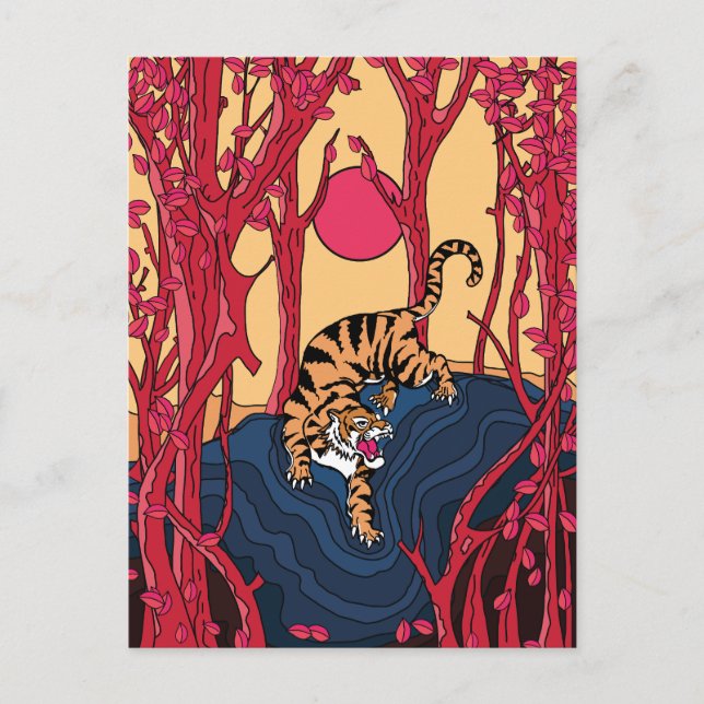 Japanischer Tiger Feiertagspostkarte (Vorderseite)