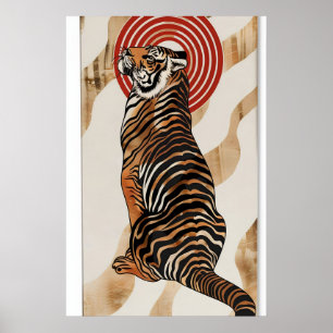 Japanischer Tiger-Leinwanddruck Moderne Dschungel- Poster