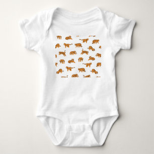 Japanischer Tiger: Nahtloses Vintage-Doodle-Muster Baby Strampler