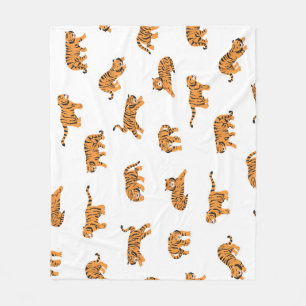 Japanischer Tiger: Nahtloses Vintage-Doodle-Muster Fleecedecke