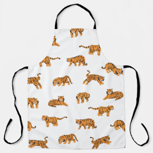 Japanischer Tiger: Nahtloses Vintage-Doodle-Muster Schürze