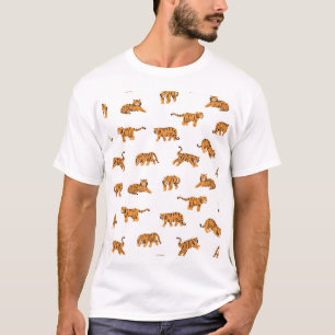 Japanischer Tiger: Nahtloses Vintage-Doodle-Muster T-Shirt